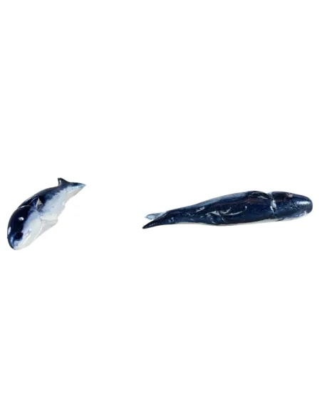 Set 2 pesci blu in resina per statue da 20-30 cm