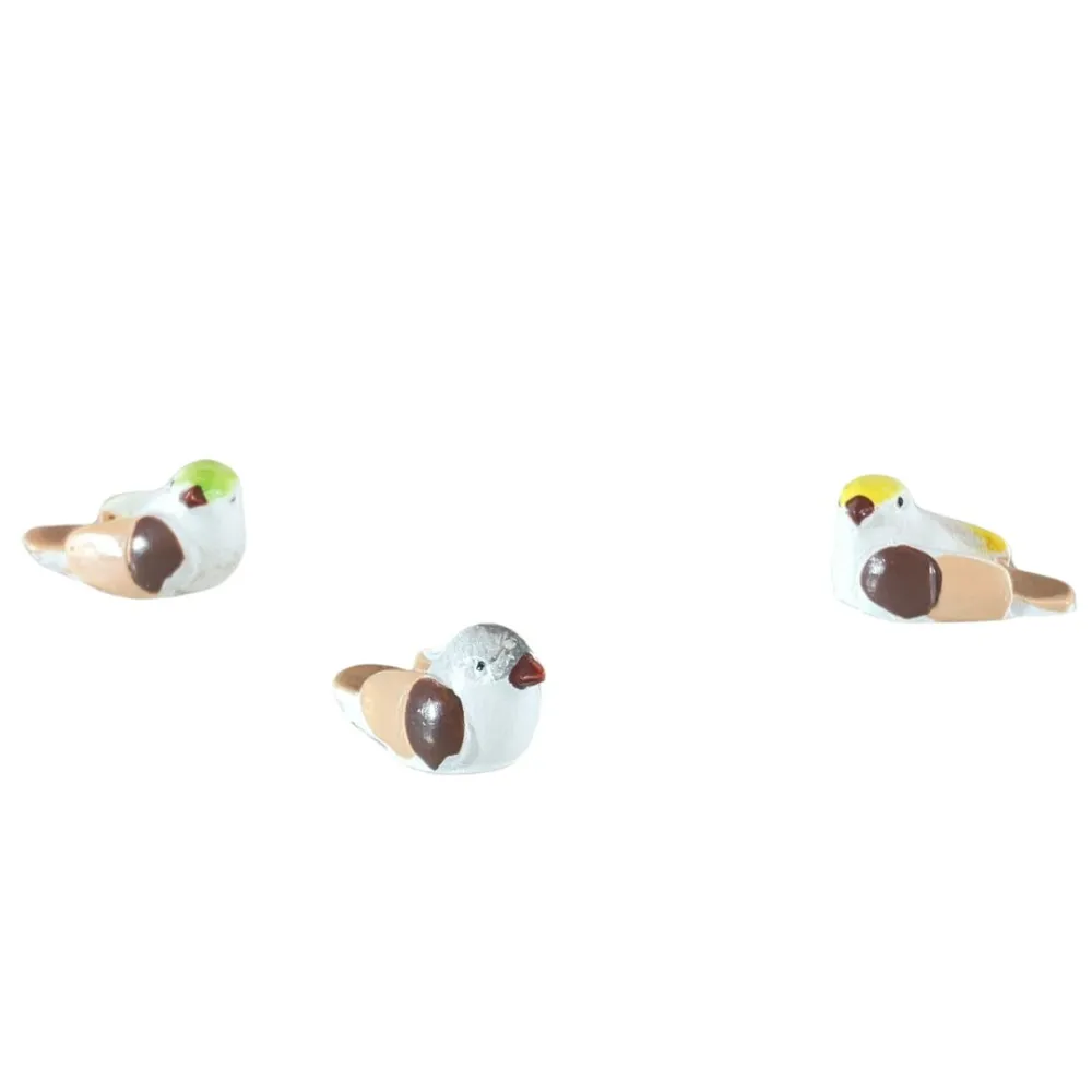 Set 3 uccellini colori assortiti in resina per statue da 30 cm