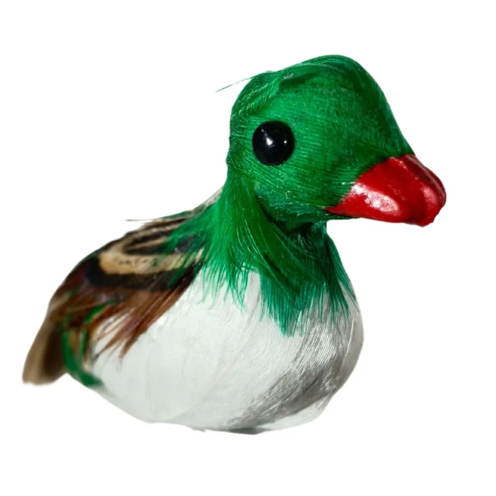 Green Duck with Real Feathers for 20–30 cm Nativity Figures