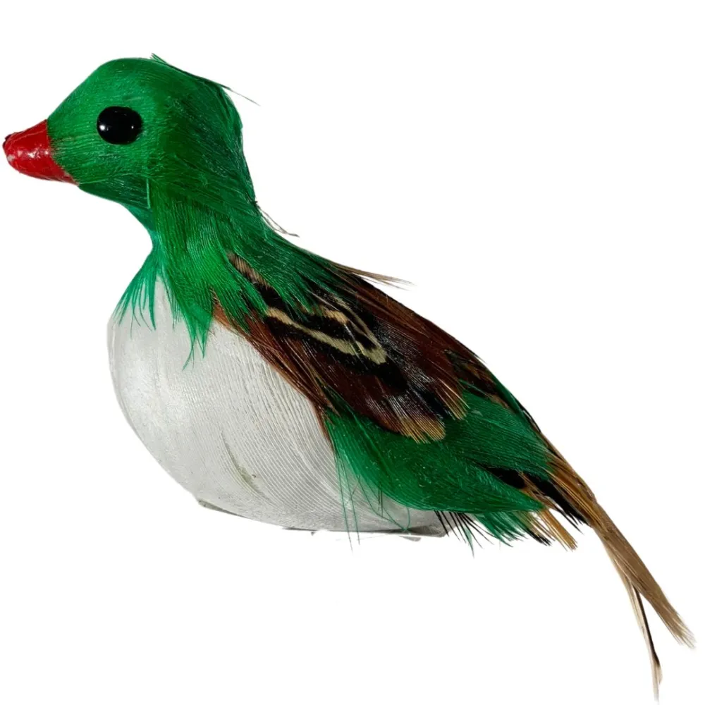 Green Duck with Real Feathers for 20–30 cm Nativity Figures