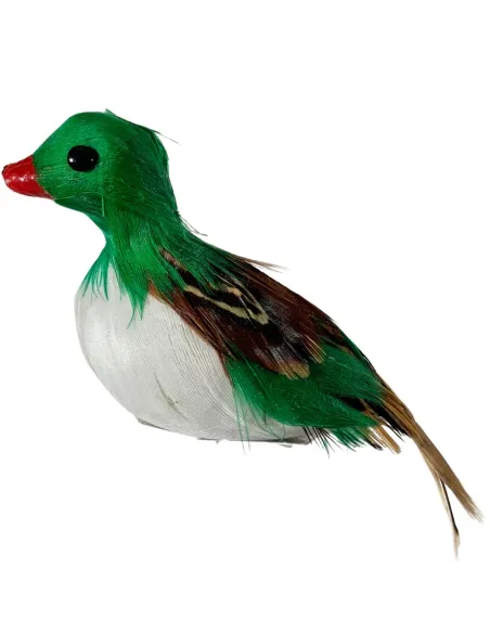 Green Duck with Real Feathers for 20–30 cm Nativity Figures
