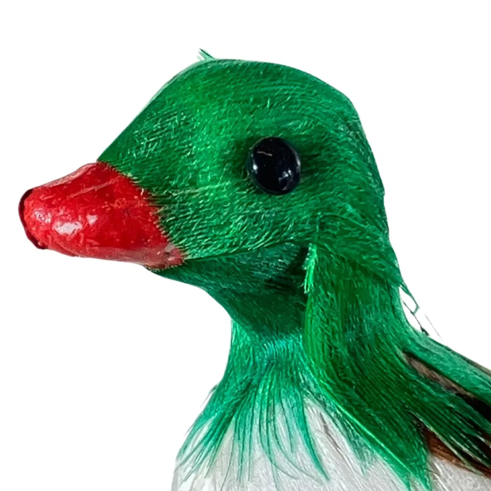 Green Duck with Real Feathers for 20–30 cm Nativity Figures