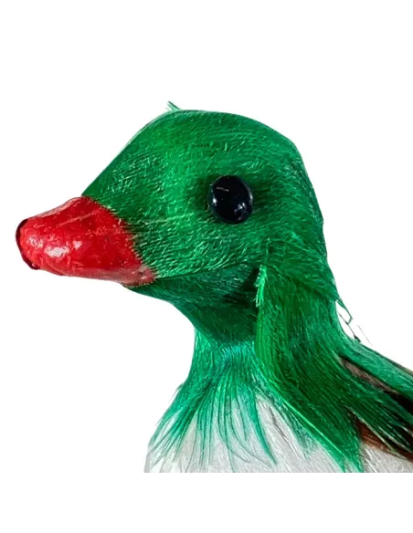 Green Duck with Real Feathers for 20–30 cm Nativity Figures