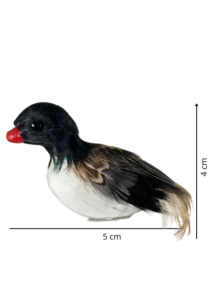 Anatra bianca e nera con piume vere per statue da 20-30 cm