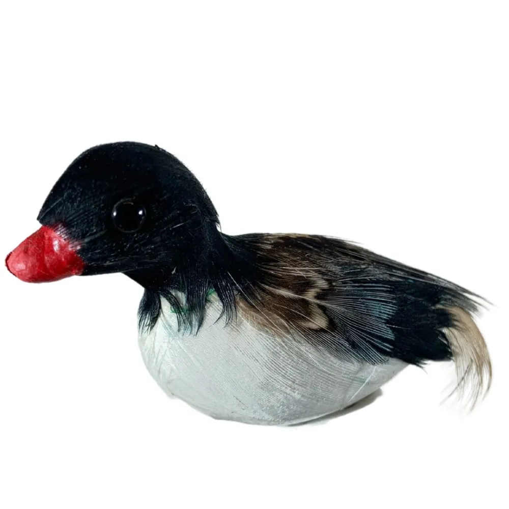 Black and White Duck with Real Feathers for 20–30 cm Nativity Figures