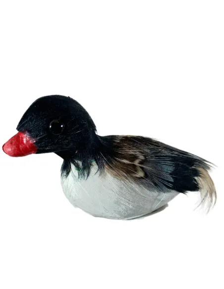 Anatra bianca e nera con piume vere per statue da 20-30 cm