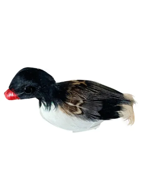 Anatra bianca e nera con piume vere per statue da 20-30 cm