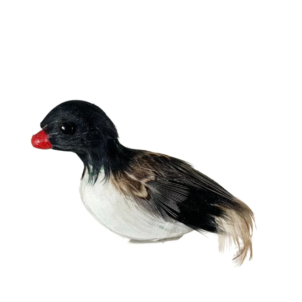 Black and White Duck with Real Feathers for 20–30 cm Nativity Figures