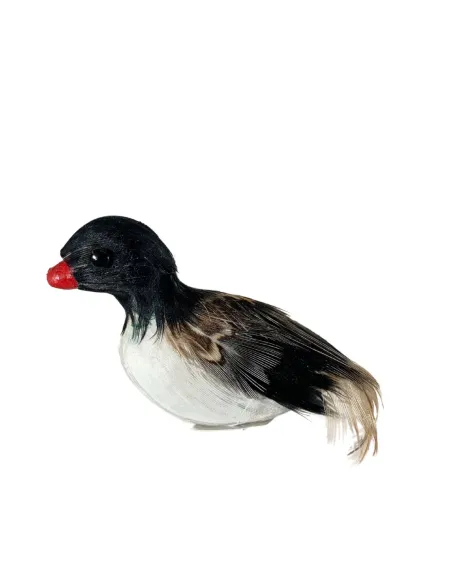 Anatra bianca e nera con piume vere per statue da 20-30 cm