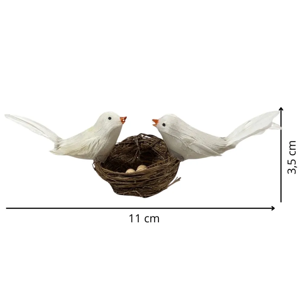 Nest with Two Birds and Four Eggs for 20–30 cm Nativity Figures
