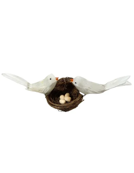 Nest with Two Birds and Four Eggs for 20–30 cm Nativity Figures