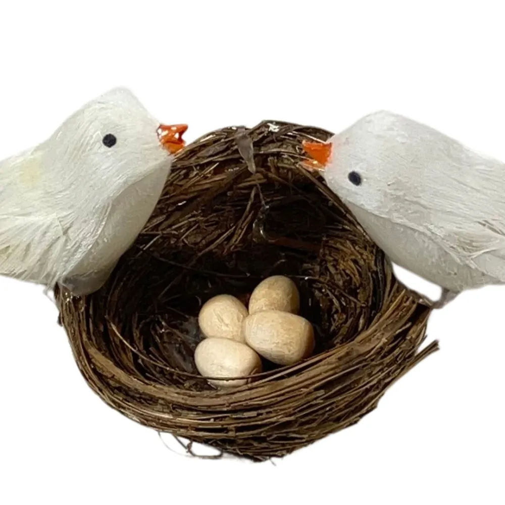 Nest with Two Birds and Four Eggs for 20–30 cm Nativity Figures