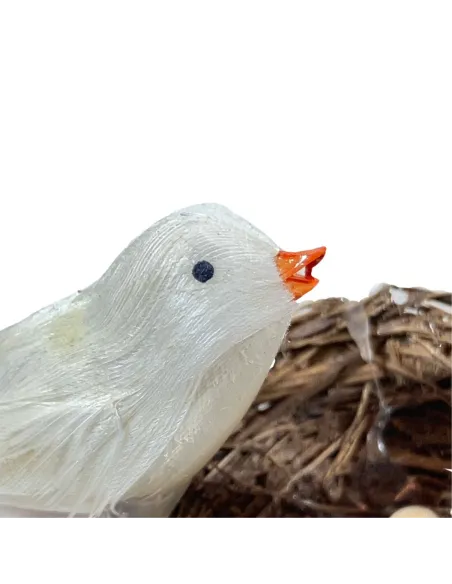 Nido con 2 uccellini e 4 uova per statue da 20-30 cm