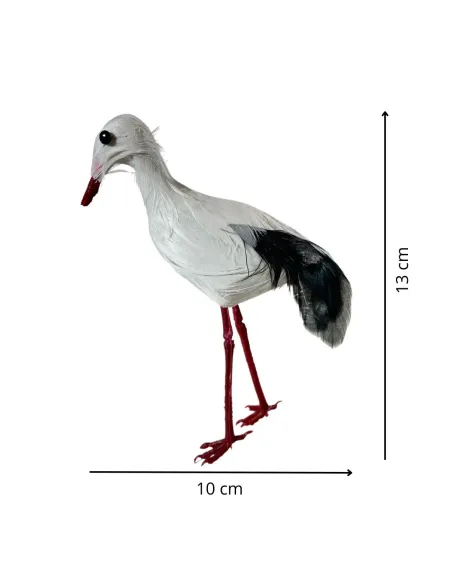 Cicogna con piume vere per statue da 25-30 cm
