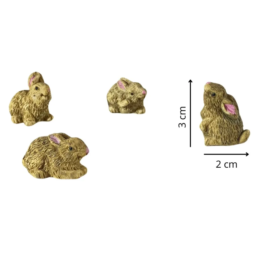 Set of Four Brown Resin Rabbits for 20–30 cm Nativity Figures