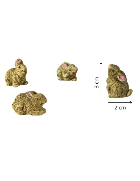 Set 4 conigli marroni in resina per statue da 20-30 cm