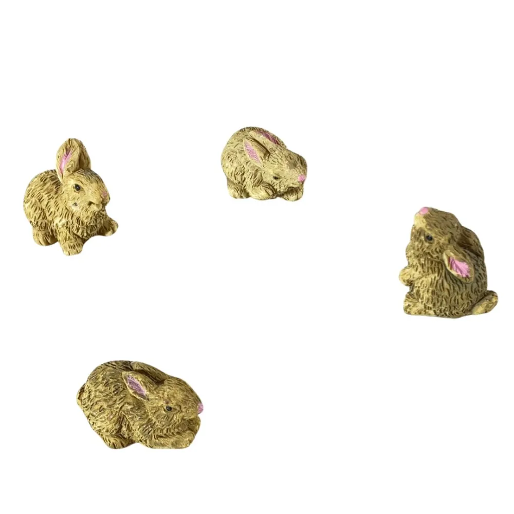 Set of Four Brown Resin Rabbits for 20–30 cm Nativity Figures