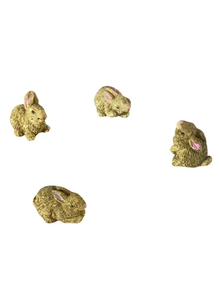Set 4 conigli marroni in resina per statue da 20-30 cm