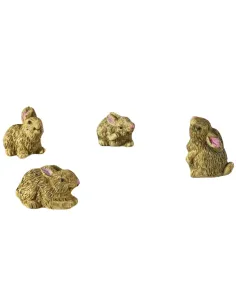 Set 4 conigli marroni in resina per statue da 20-30 cm