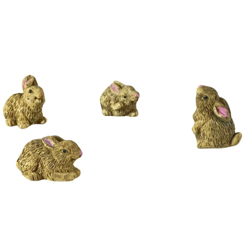 Set of Four Brown Resin Rabbits for 20–30 cm Nativity Figures
