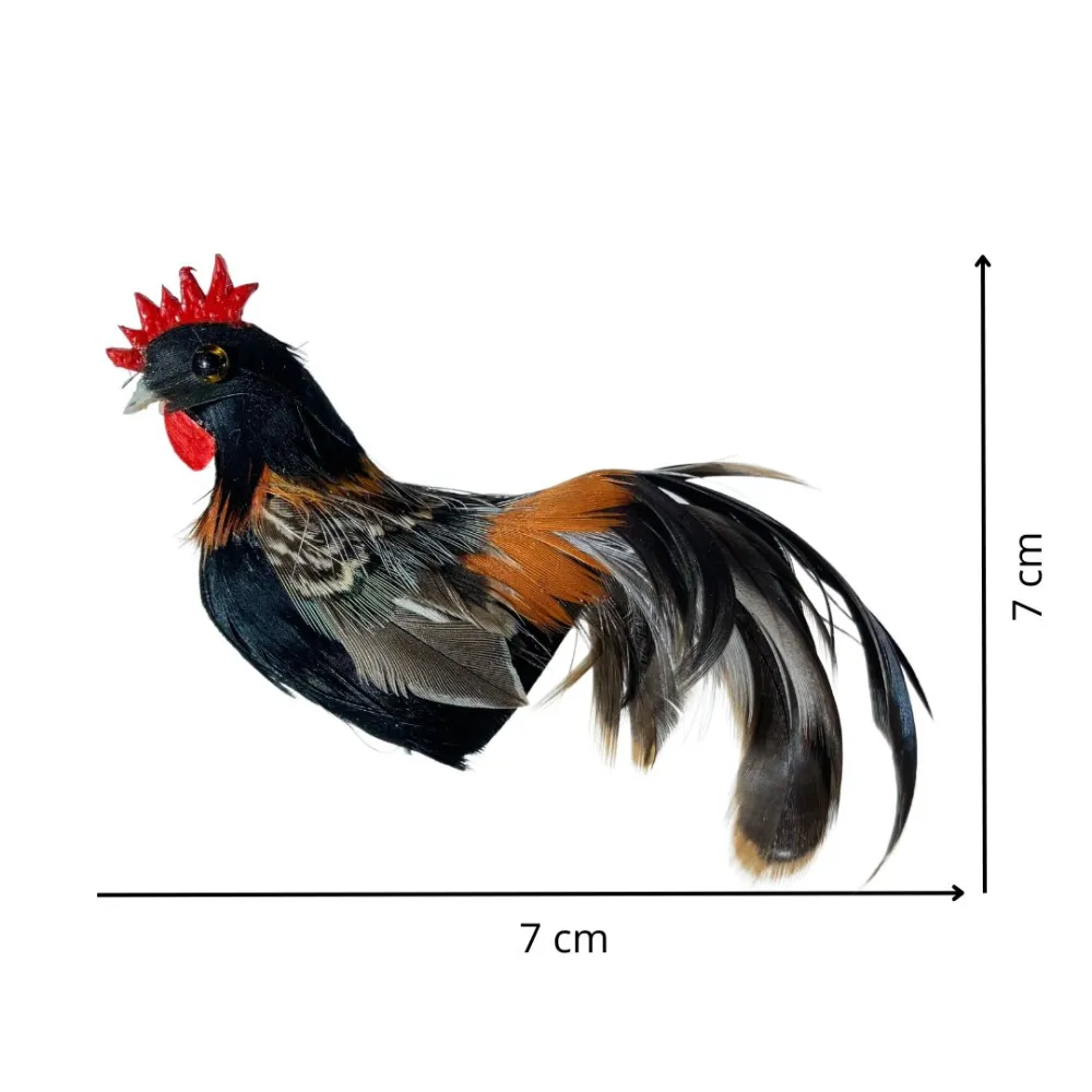 Rooster with Dark Real Feathers for 25–30 cm Nativity Figures