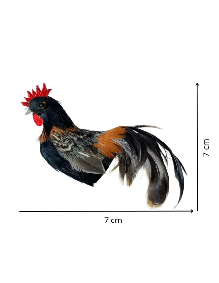 Rooster with Dark Real Feathers for 25–30 cm Nativity Figures