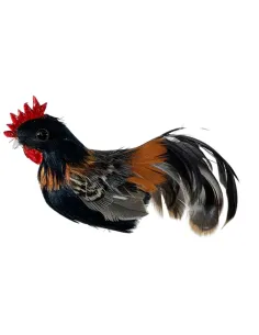Gallo con piume vere scure per statue da 25-30 cm 2
