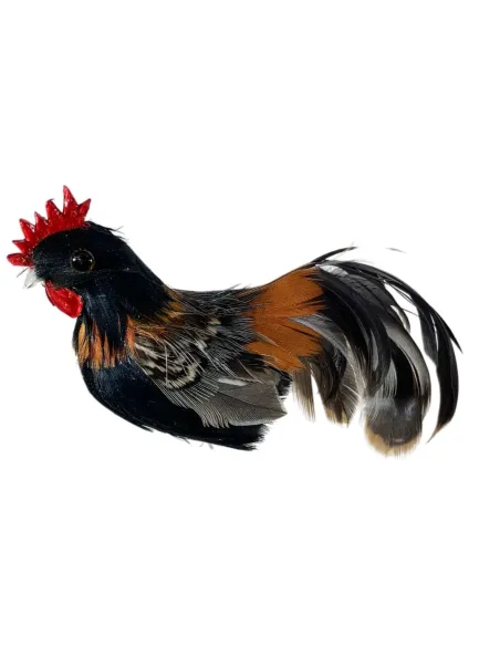 Rooster with Dark Real Feathers for 25–30 cm Nativity Figures