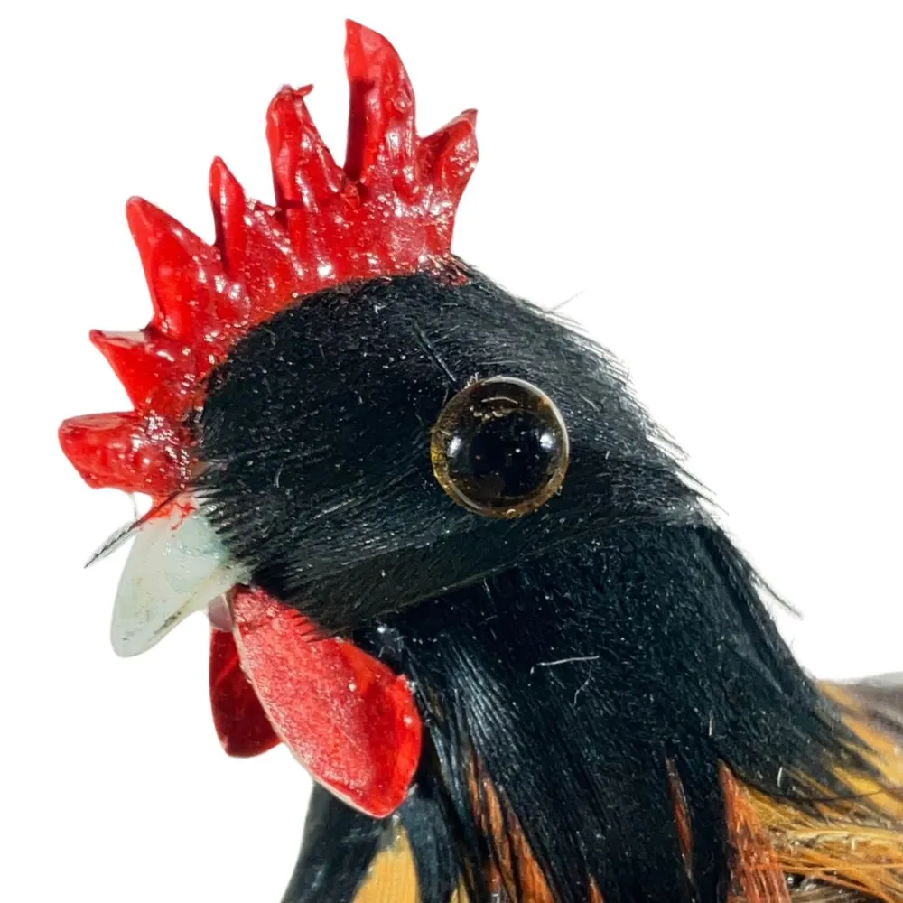 Rooster with Dark Real Feathers for 25–30 cm Nativity Figures
