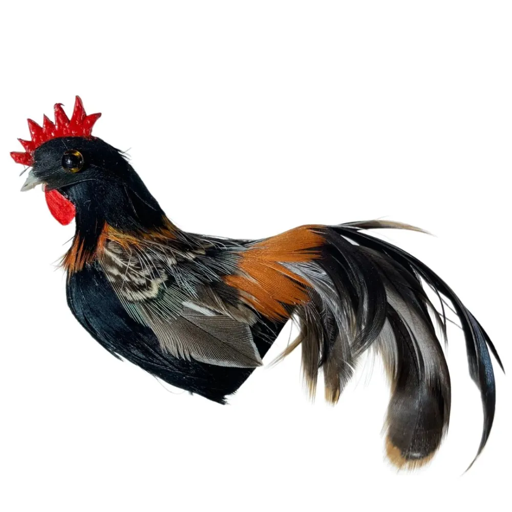 Rooster with Dark Real Feathers for 25–30 cm Nativity Figures