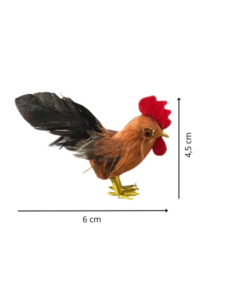 Gallo con piume vere per statue da 20 cm