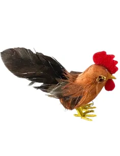 Gallo con piume vere per statue da 20 cm 2