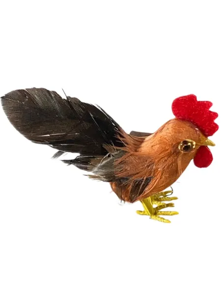 Gallo con piume vere per statue da 20 cm