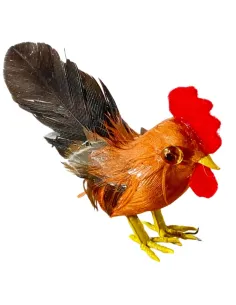 Gallo con piume vere per statue da 20 cm