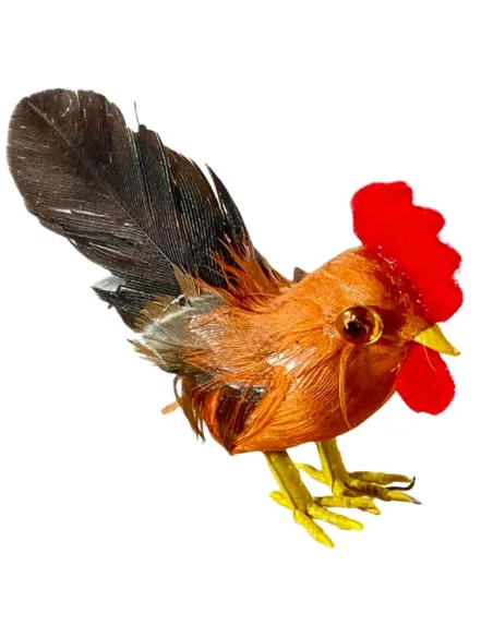 Gallo con piume vere per statue da 20 cm