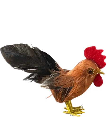 Gallo con piume vere per statue da 20 cm