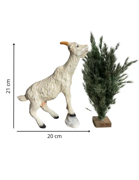 Resin White Goat with Bush for 30 cm Nativity Figures