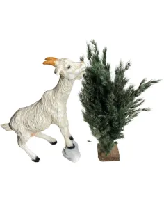 Capra bianca in resina con cespuglio per statue da 30 cm 2