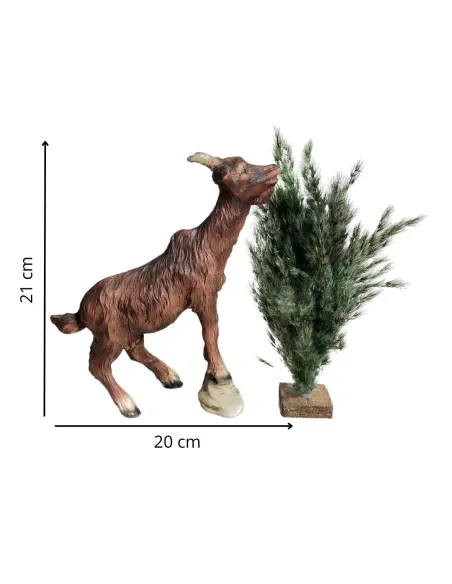 Resin Brown Goat with Bush for 30 cm Nativity Figures
