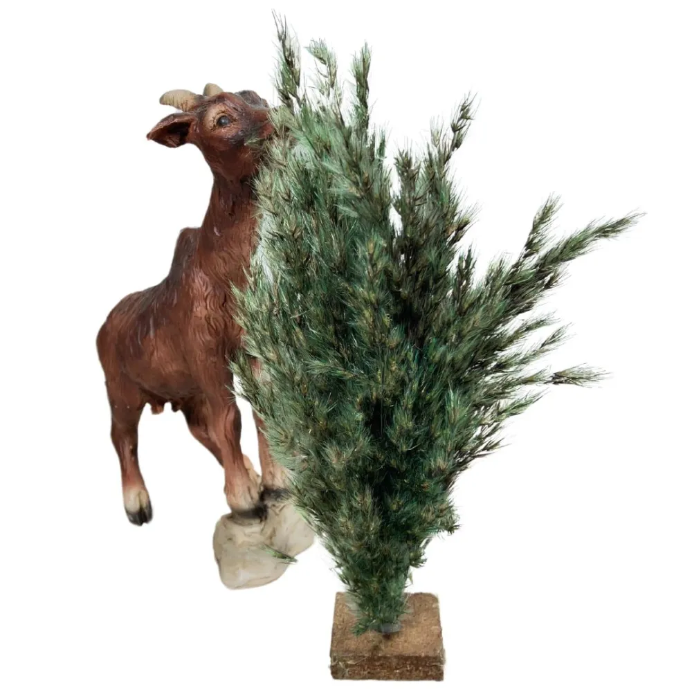 Resin Brown Goat with Bush for 30 cm Nativity Figures
