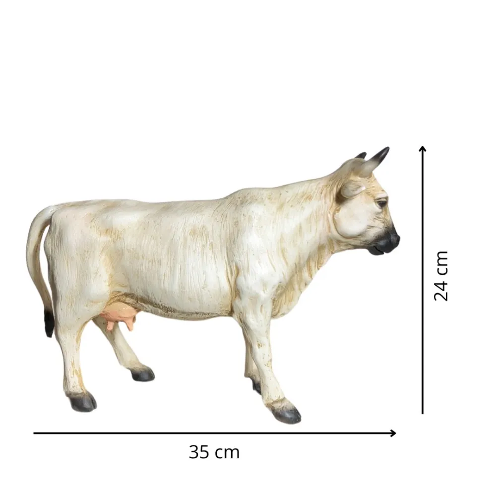 White Resin Cow for 25–30 cm Nativity Figures