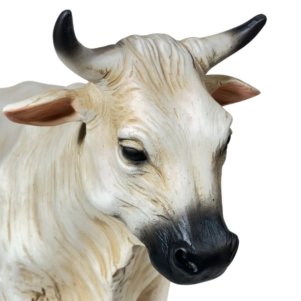 White Resin Cow for 25–30 cm Nativity Figures