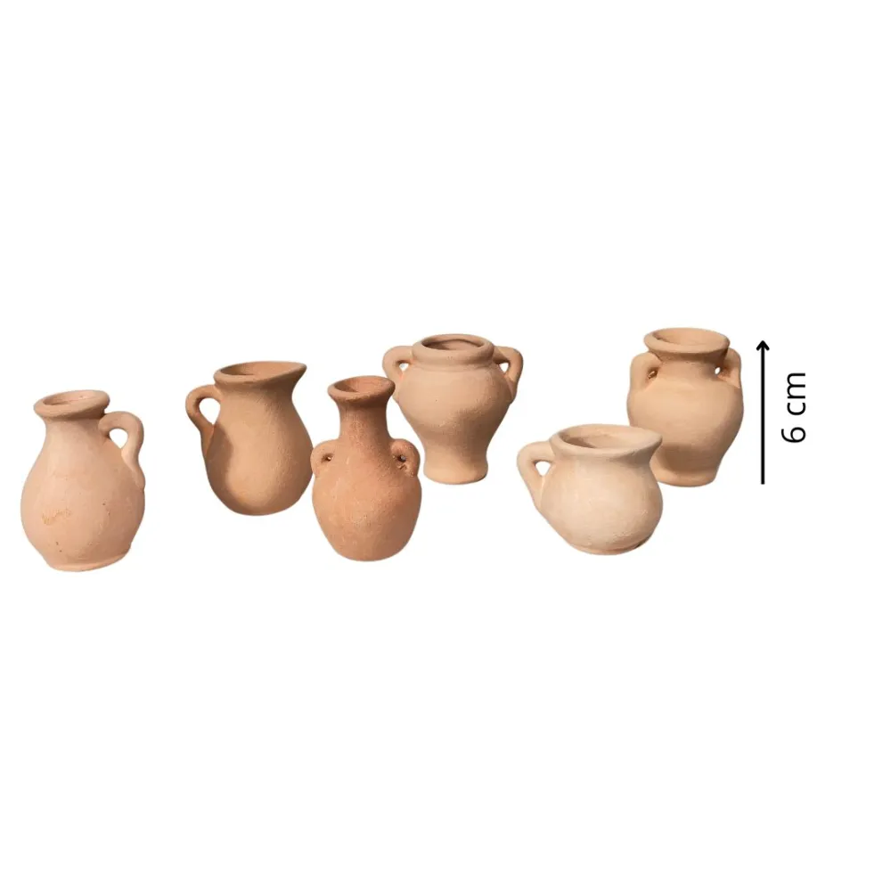 Set of 6 Terracotta Amphorae for 25–30 cm Nativity Figures