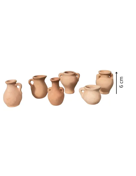 Set of 6 Terracotta Amphorae for 25–30 cm Nativity Figures