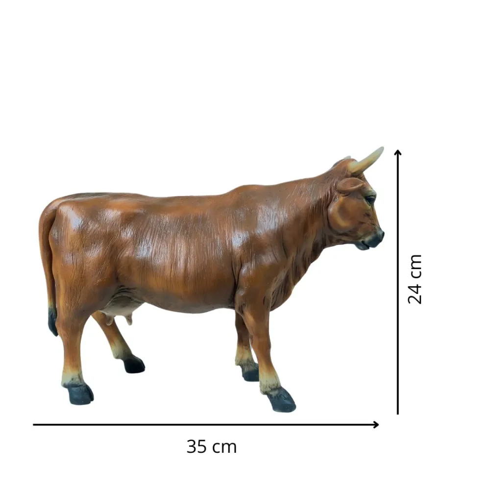 Brown Resin Cow for 25–30 cm Nativity Figures