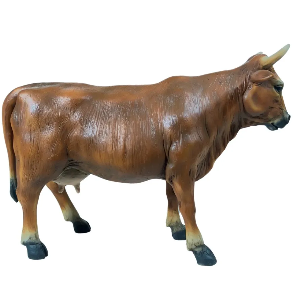 Brown Resin Cow for 25–30 cm Nativity Figures