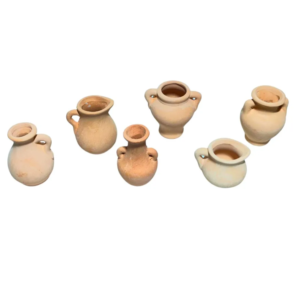 Set of 6 Terracotta Amphorae for 25–30 cm Nativity Figures