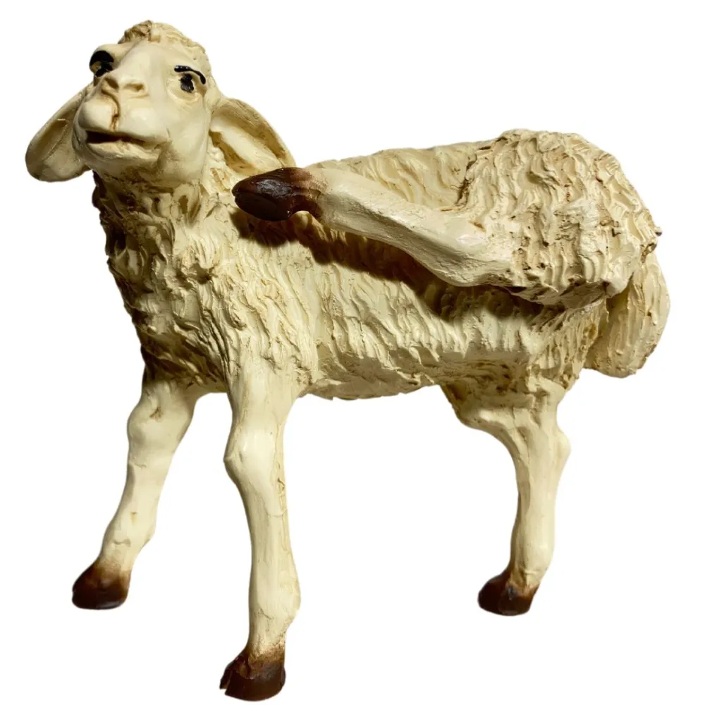 Resin Sheep Scratching Its Ear for 25–30 cm Nativity Figures
