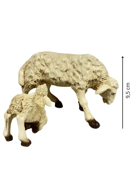 Resin Sheep and Suckling Lamb Set for 25–30 cm Nativity Figures