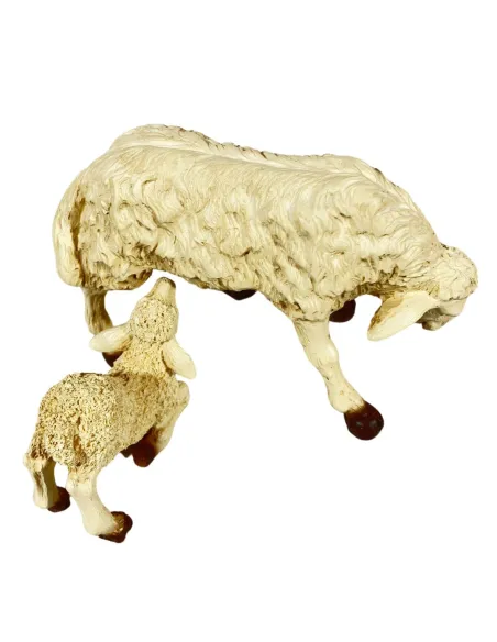 Resin Sheep and Suckling Lamb Set for 25–30 cm Nativity Figures
